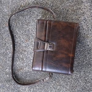 Vtg 70's boho style Brown leather camera case bag